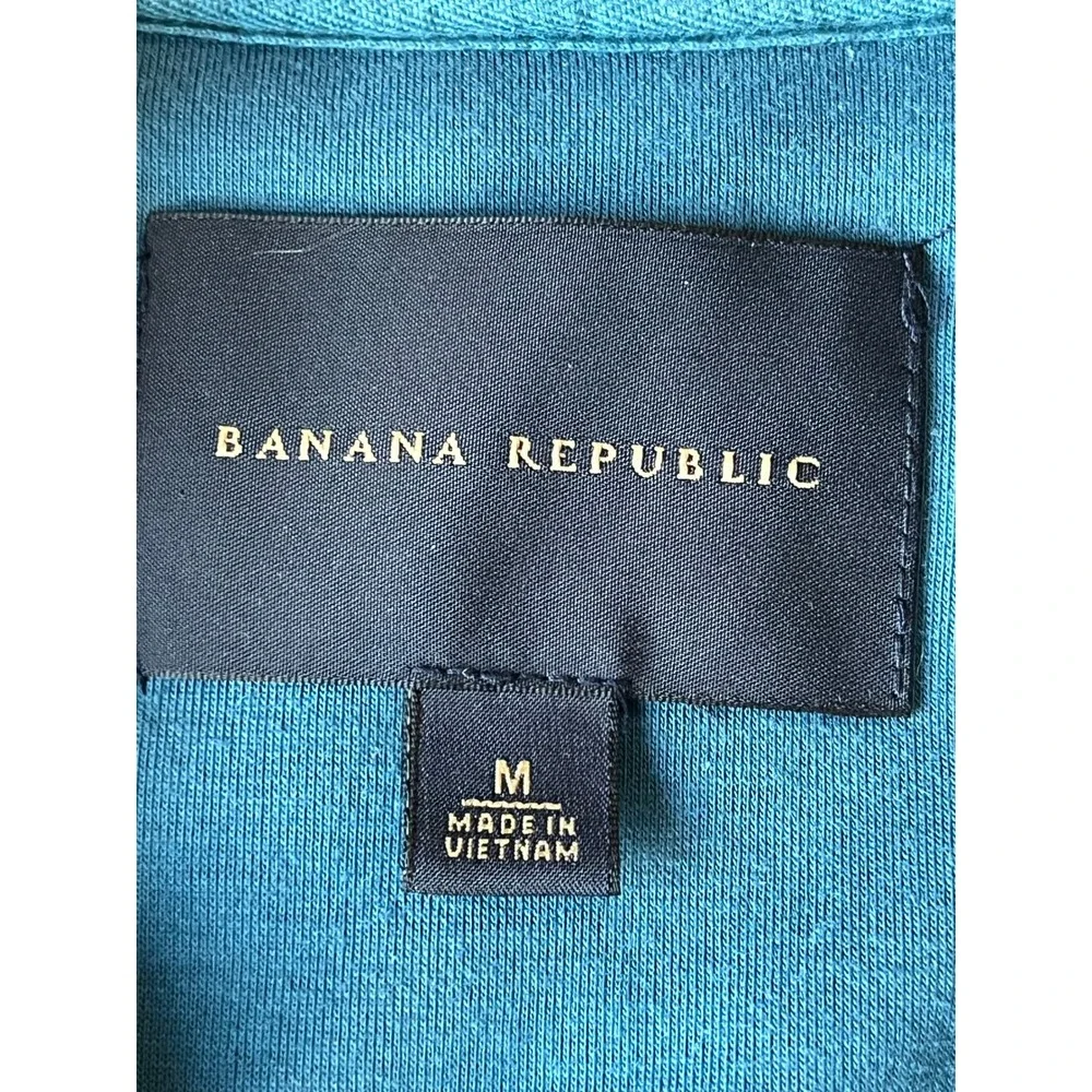 Banana Republic Men's‎ Full Zip Mock Neck Fleece Jacket Size Medium Navy Blue M